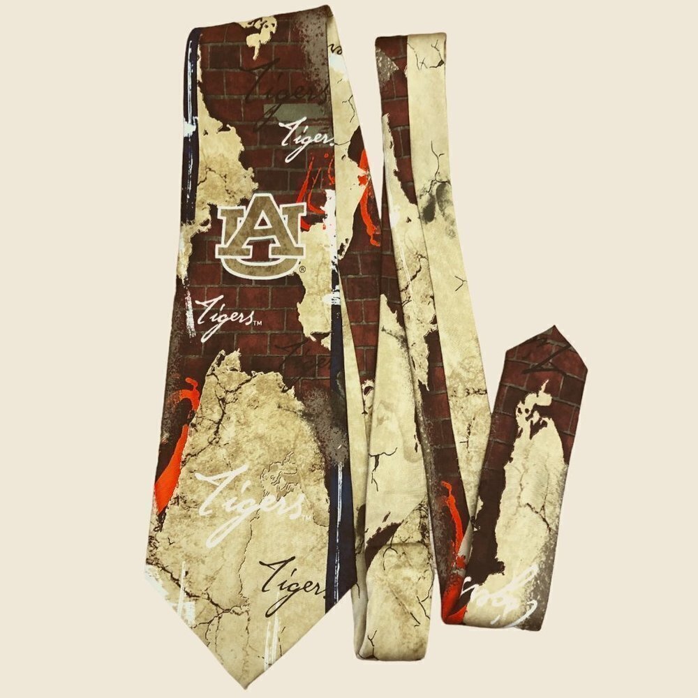 Auburn University Tigers Tie Silk Alabama Necktie Multicolor Eagles Wings EUC
